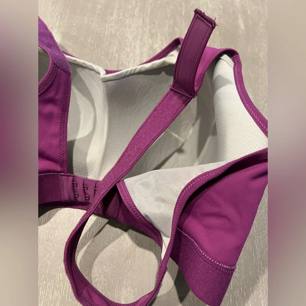 SYROKAN new purple Front adjustable padded sports bra work out bra women’s 34G - Picture 8 of 13